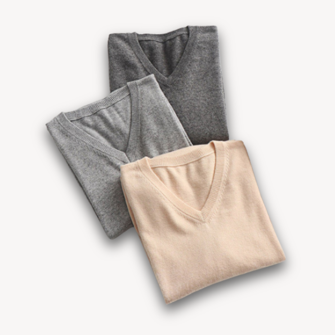 Herren Slim Fit V-Ausschnitt Pullover aus Baumwollmix