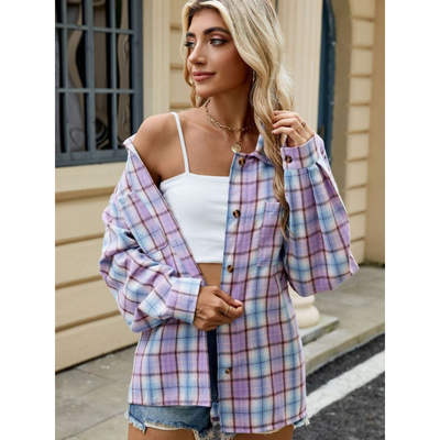 Milano Damen Karo-Bluse aus hochwertiger Baumwolle