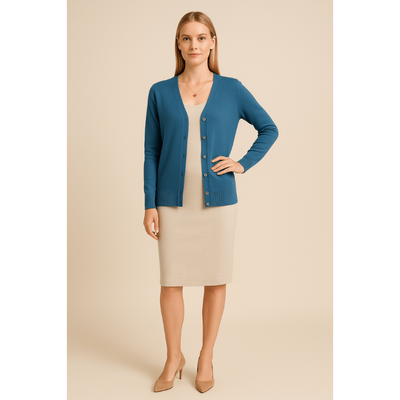Luna Luxe V-Neck Cardigan – Damenjacke aus 100% atmungsaktiver Baumwolle