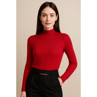 Livia Rippenstrick Halber Rollkragen – Slim Fit Pullover für Damen