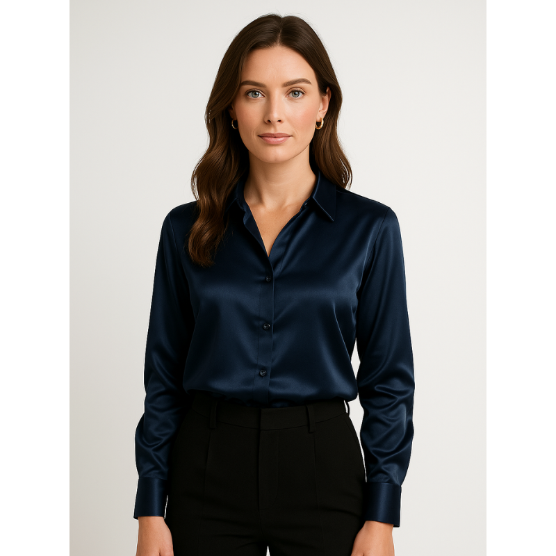 Elegante Satinbluse für Damen mit Knopfdetails – Zeitloses Design