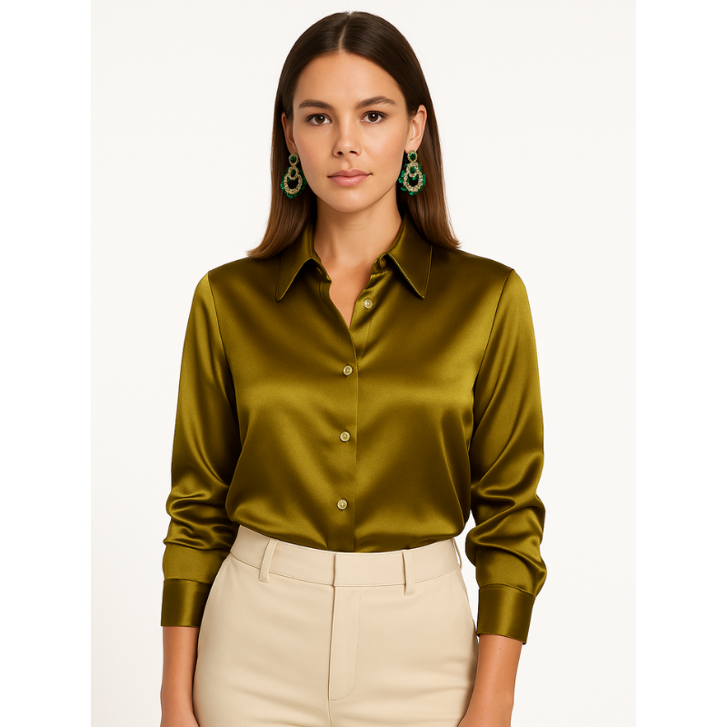 Elegante Satinbluse für Damen mit Knopfdetails – Zeitloses Design