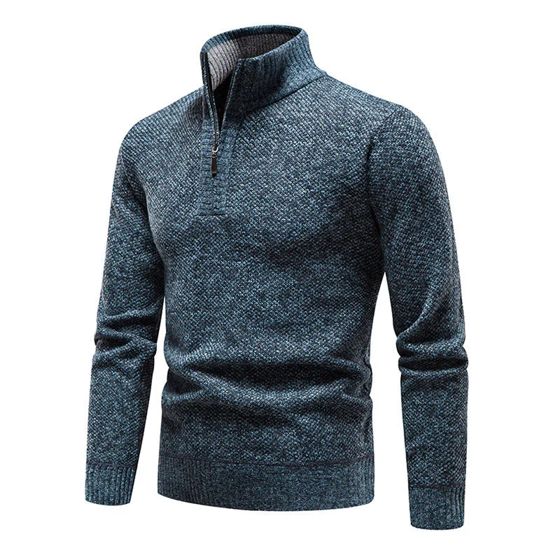 Leandro Modern Herren Pullover mit Halb-Zip