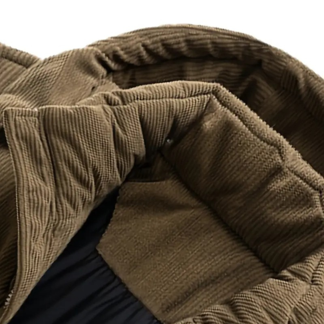 Herren Pufferjacke mit Corduroy-Kapuze – Bequem und Modisch