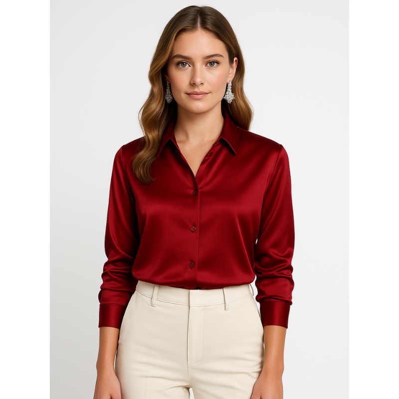 Elegante Satinbluse für Damen mit Knopfdetails – Zeitloses Design