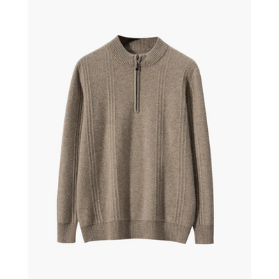 100% Kaschmir Gerippter Half-Zip Pullover