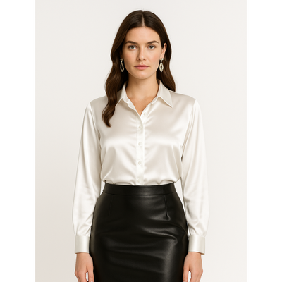 Elegante Satinbluse für Damen mit Knopfdetails – Zeitloses Design