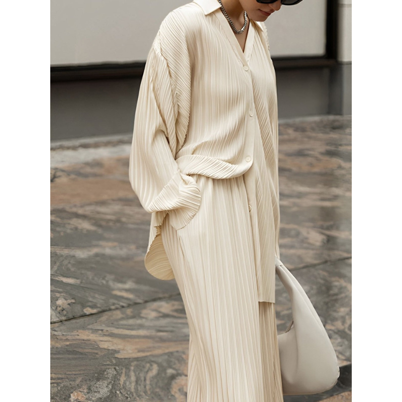 Stylisches und Bequemes Damen Oversized Plissé Co-Ord Set