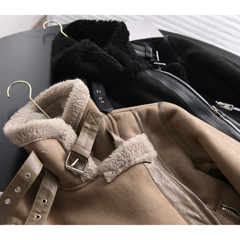 Damen Lederjacke mit kuscheligem Fleecefutter