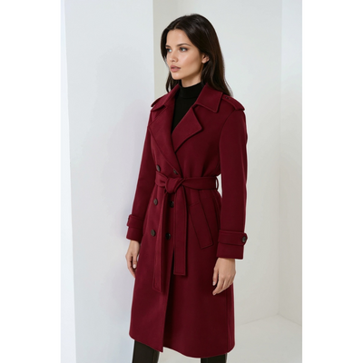 Serena Burgunder Damen Winterjacke – Inklusive Gürtel