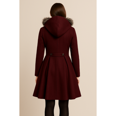 Clara Doppelreihiger Wintermantel für Damen mit Pelzkragen