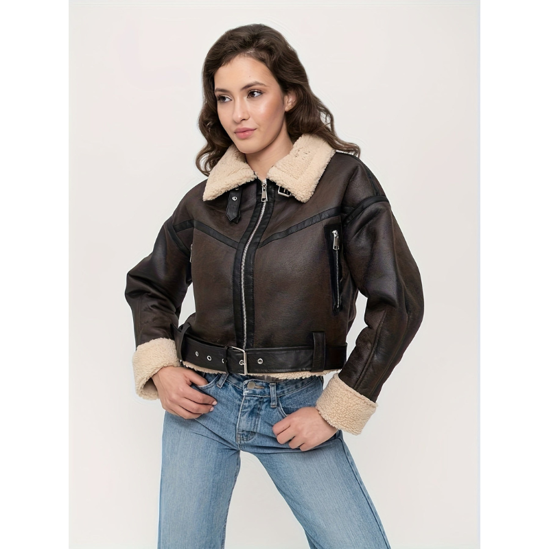 Damen Winterjacke mit Reverskragen – Kurzschnitt