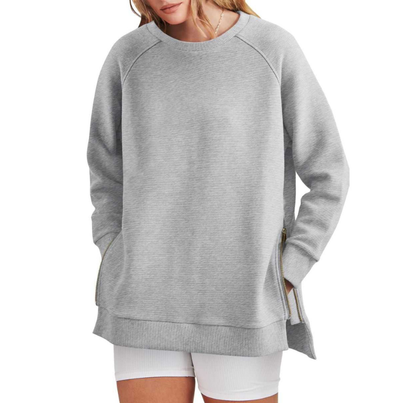 Damen Sweatshirt-Tunika mit Reißverschluss