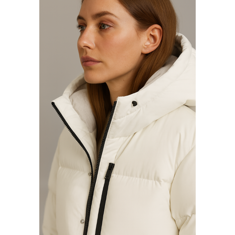 Milano Lange Damen-Pufferjacke mit Kapuze