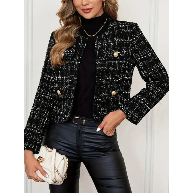 Karomuster Damen Cropped Blazer