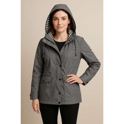 Liora Wasserabweisender Damen-Mittellangmantel mit Verstellbarer Kapuze