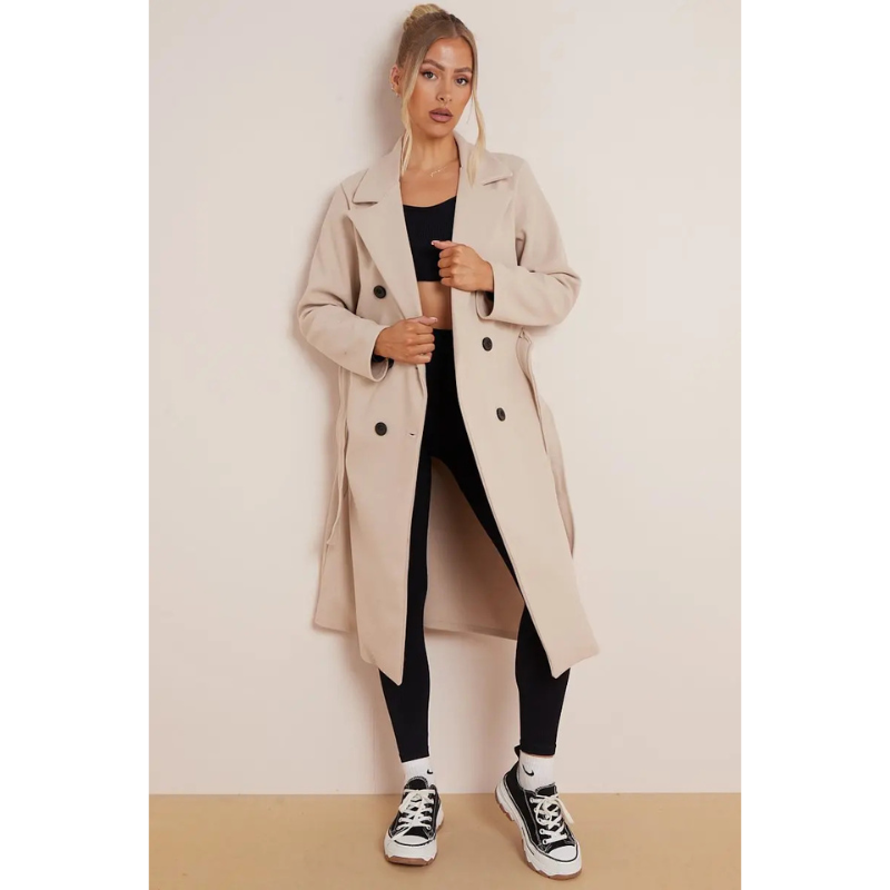 Margot - Klassischer Wollmantel mit Gürtel im Rivoli-Stil