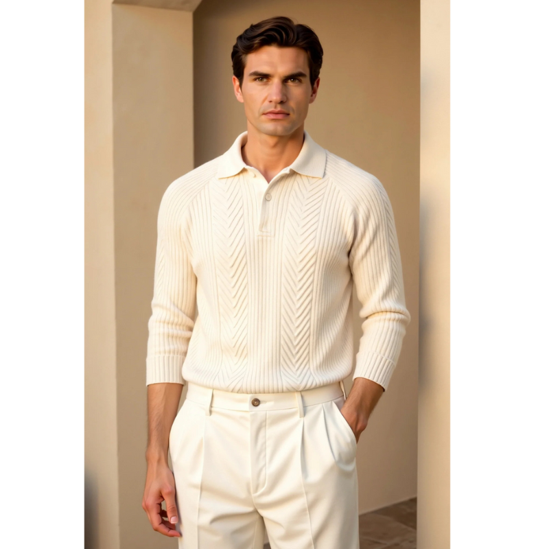 Louis Retro Pullover – Einfarbiger, Langärmliger Stil