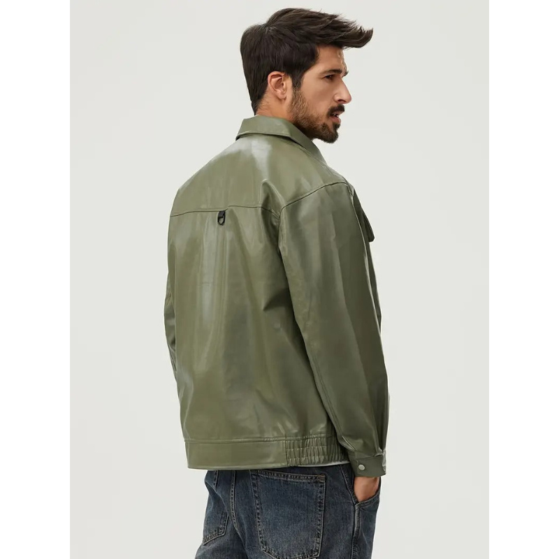 Herren Bikerjacke – Stilvoller Lederlook mit Reißverschluss