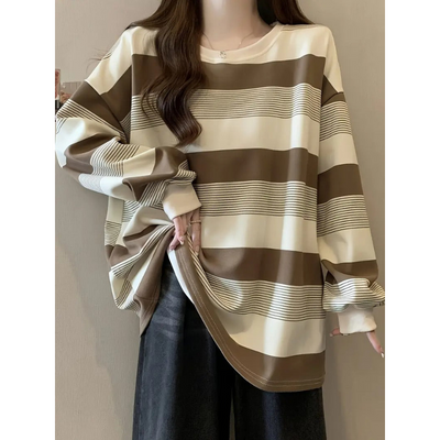 Gestreifter Damen Strickpullover mit langen Ärmeln