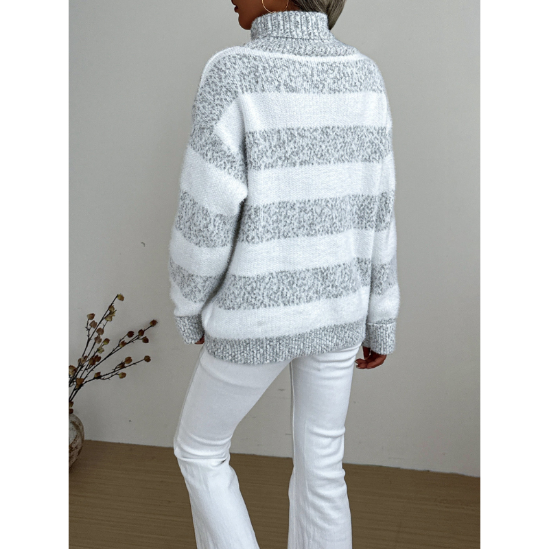 Gestreifter Baumwoll-Rollkragenpullover Firenze