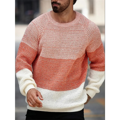 Herren Rundhals-Pullover – Gradient Mesh Strickdesign