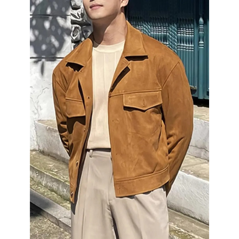 Herren Braune Button-Down Jacke – Klassisch & Vielseitig