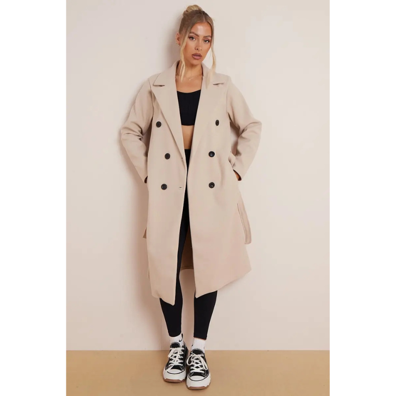 Margot - Klassischer Wollmantel mit Gürtel im Rivoli-Stil