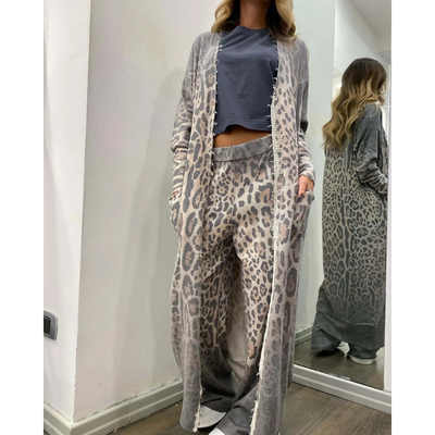 Leopardenprint Damen-Set – Ärmelloses Oberteil und Weite Hose