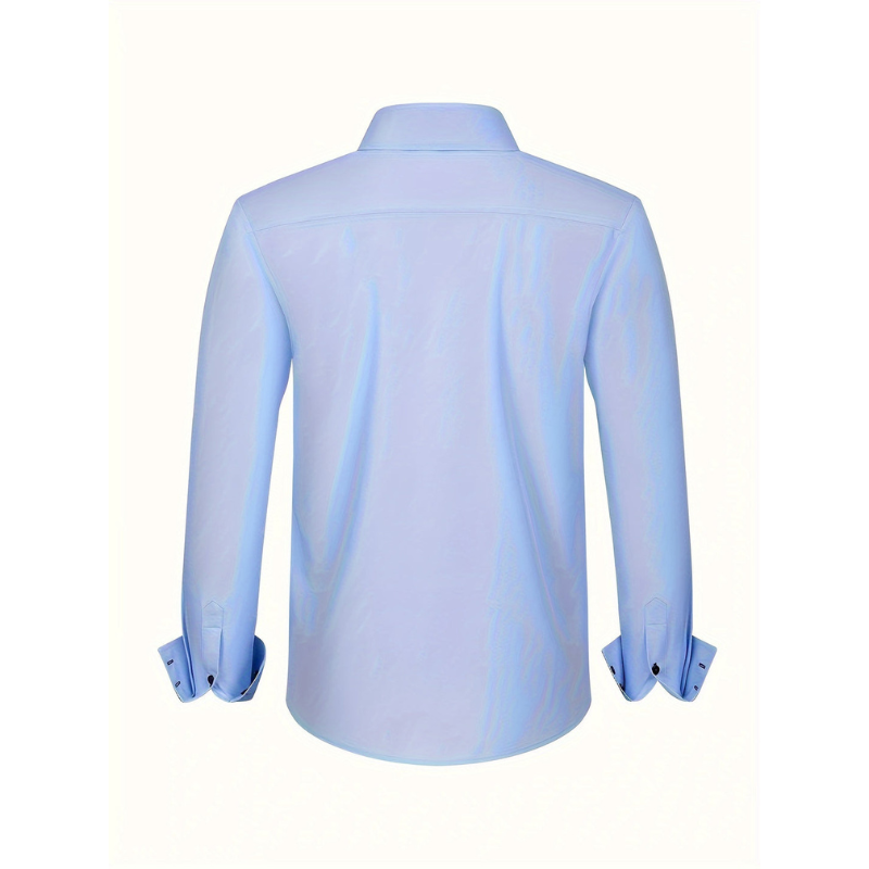 Herrenhemd – Doppelreihiges Design mit Stretch und Kontrastärmel