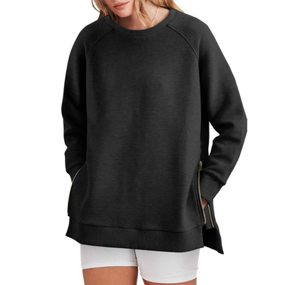 Damen Sweatshirt-Tunika mit Reißverschluss