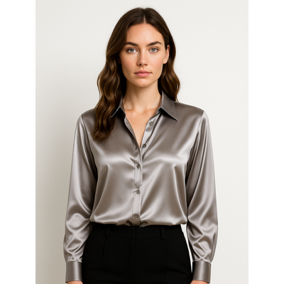 Elegante Satinbluse für Damen mit Knopfdetails – Zeitloses Design