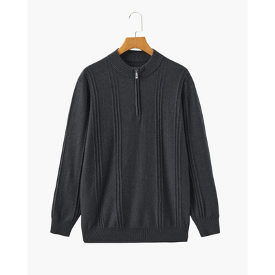 100% Kaschmir Gerippter Half-Zip Pullover