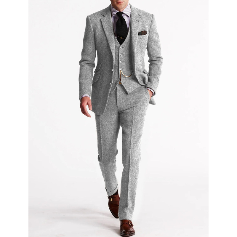 Herren 3-teiliges Ensemble – Klassischer Blazer, Weste und Hose