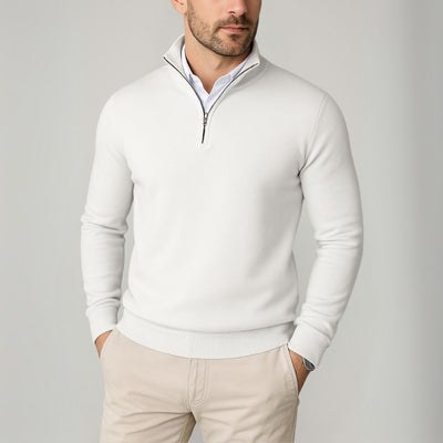 Herren Slim Fit Baumwoll Quarter-Zip Pullover