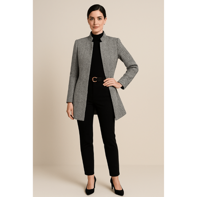 Elena Langmantel – Stilvoller Damenmantel mit Reverskragen in Enkel-Länge