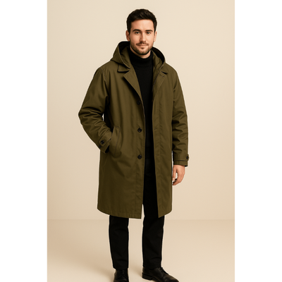 Venezia Herren Trenchcoat aus Wollmischung – Taillierte Doppelreiher-Design