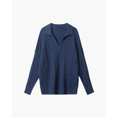 Luxuriöser V-Ausschnitt Strickpullover aus Wolle