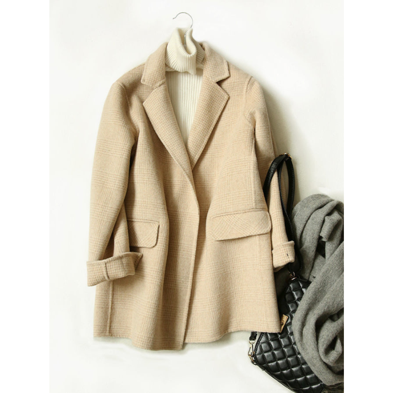 Soha Karierte Damen Winterjacke in Langer Ausführung