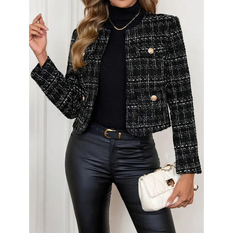 Karomuster Damen Cropped Blazer