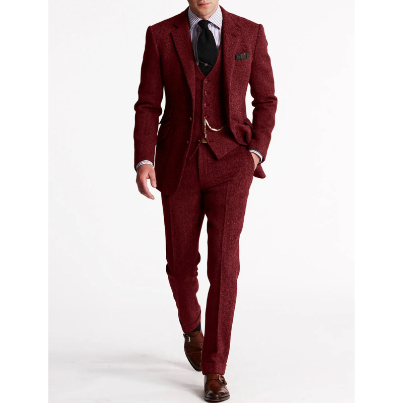 Herren 3-teiliges Ensemble – Klassischer Blazer, Weste und Hose