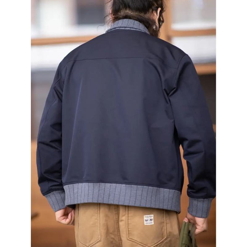Herren Bomberjacke – Marineblau mit Kontrastbündchen