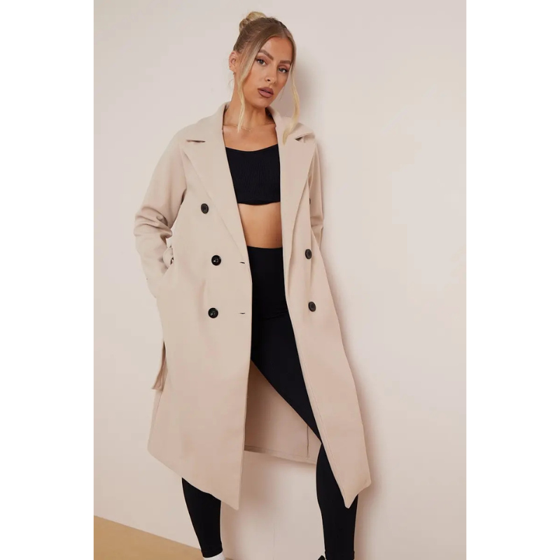 Margot - Klassischer Wollmantel mit Gürtel im Rivoli-Stil