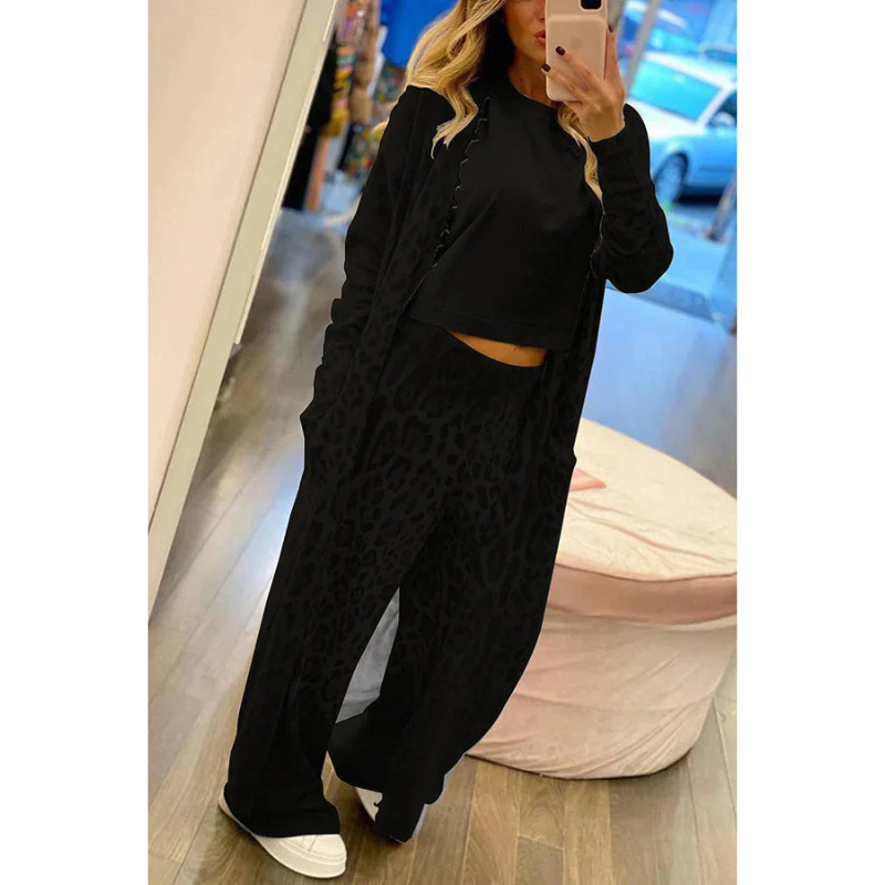 Leopardenprint Damen-Set – Ärmelloses Oberteil und Weite Hose