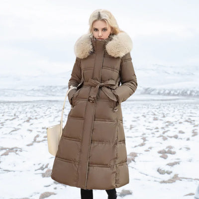 Elegante Damen Winterjacke mit Pelzkragen