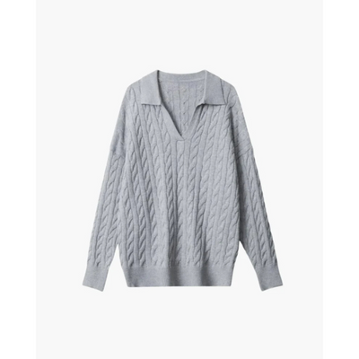 Luxuriöser V-Ausschnitt Strickpullover aus Wolle