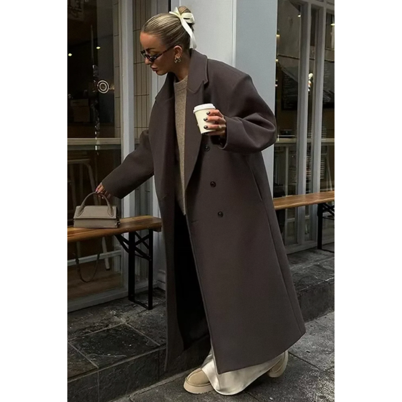 Elena Damen Oversized Wollmix Mantel – Langer Stil