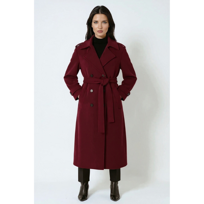 Serena Burgunder Damen Winterjacke – Inklusive Gürtel