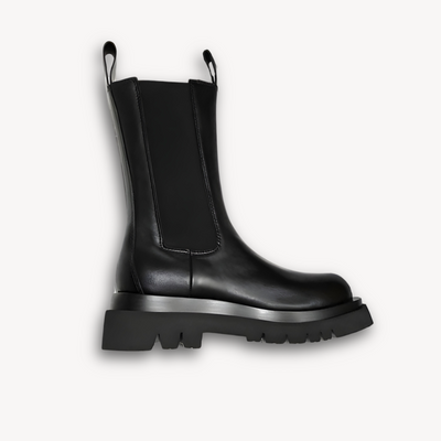 Damen Schwarze Chelsea Boots aus Leder – Chunky Sohle & Bequemer Slip-On Stil