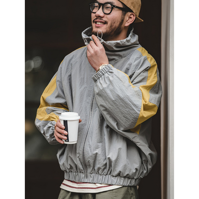 Herren Vintage Jacke – Farbblock-Design mit abnehmbarem Doppelreißverschluss